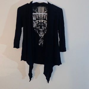 Black Cardigan w/ crochet back. Good, used condition.